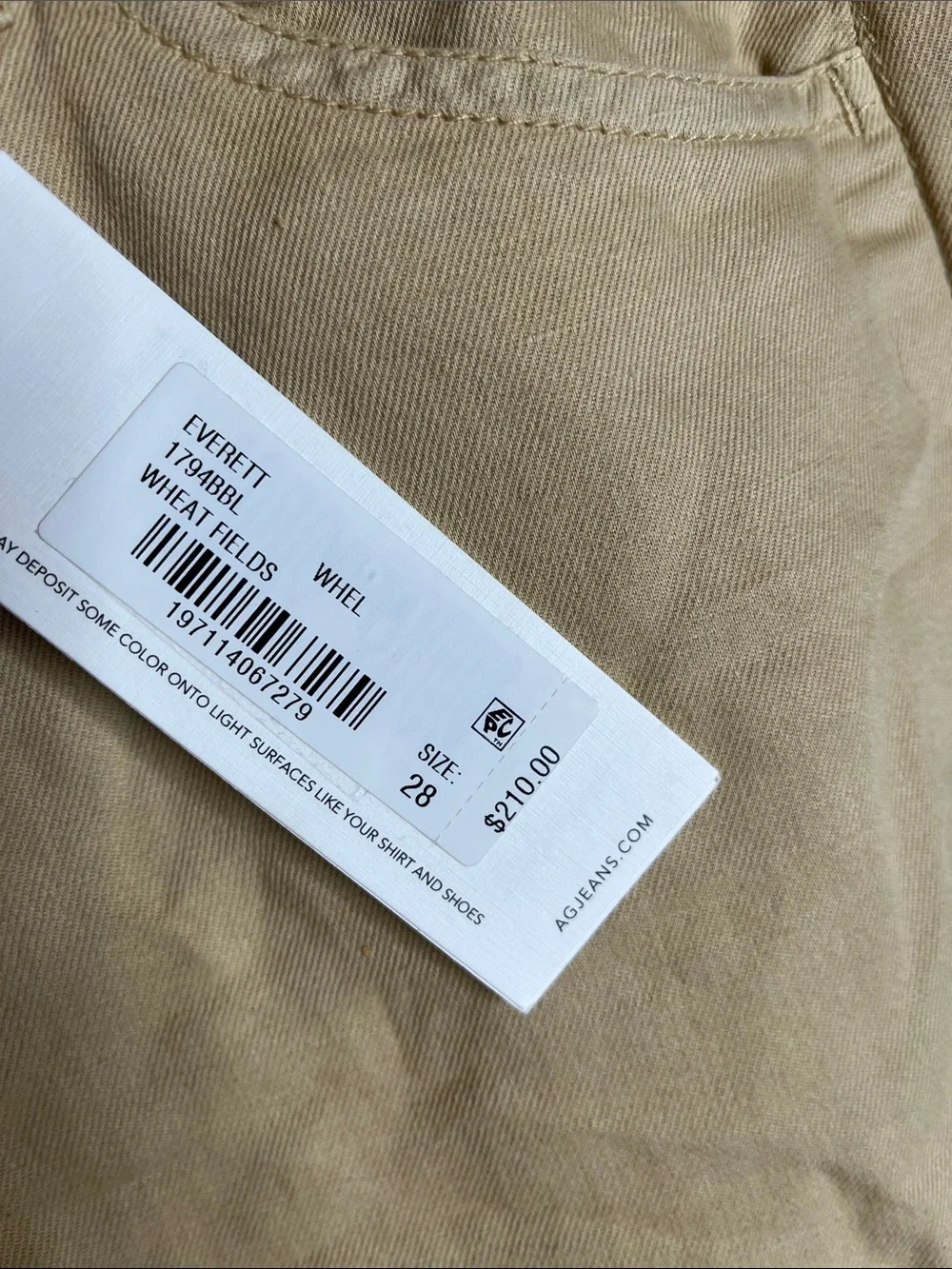 NWT AG Adriano Goldschmied Everett slim straight linen tan pants